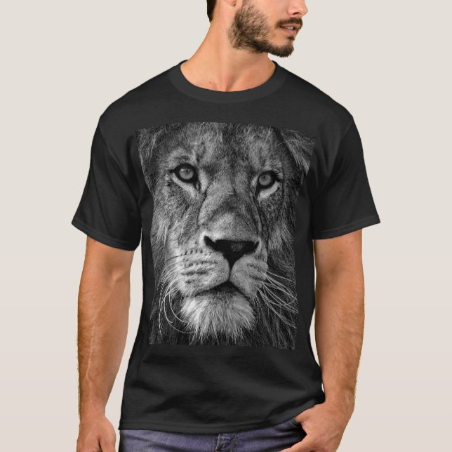 Lejon svartvitt t shirt (Framsida)