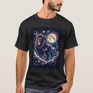 Lejon T-Shirt Design Måne T-Shirt-design