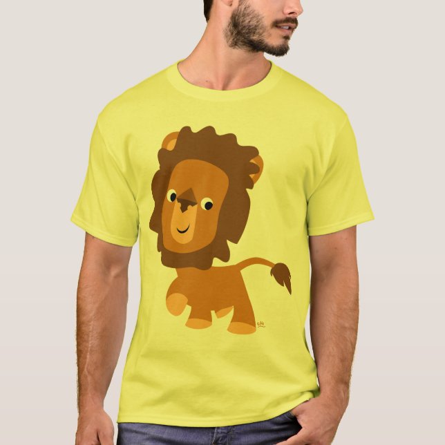 Lejon T-shirt för Cute Tecknad Innehåll (Framsida)