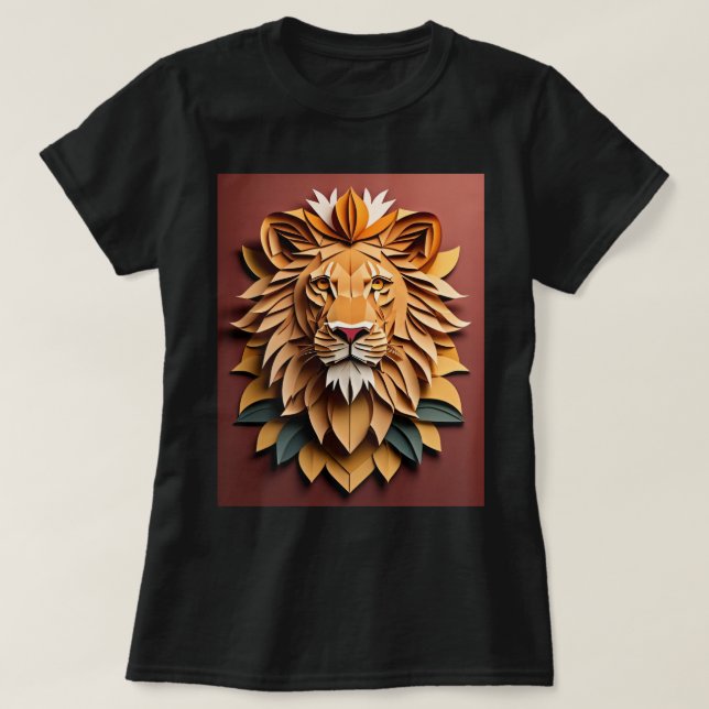Lejon T-shirt för Papper 3D-designdesign (Design framsida)
