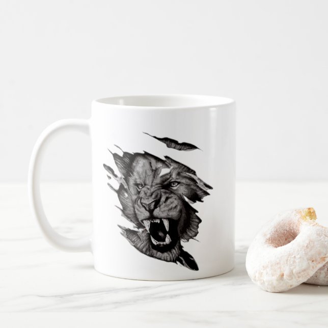 Lejon T-Shirt-knapp Kaffemugg (Med munk)
