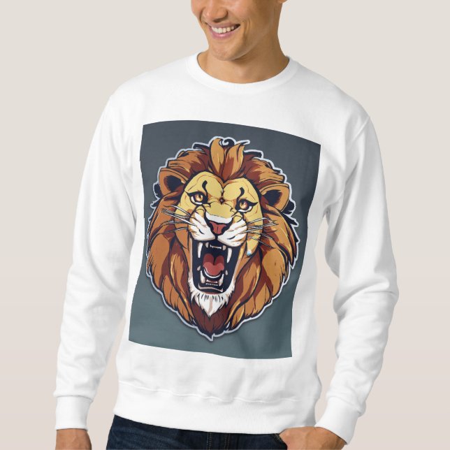 Lejon T-shirt Lång Ärmad Tröja (Framsida)