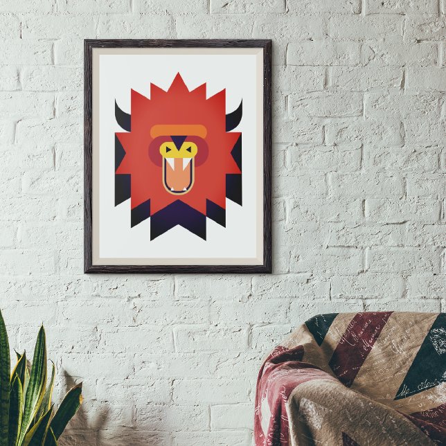 Lejon Tecknad av vild Canvastryck (art print on the wall of a relaxing living room)