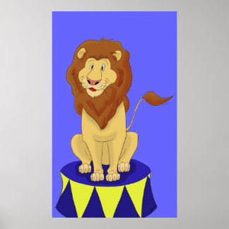 Lejon tecknad Circus Poster Skriv ut