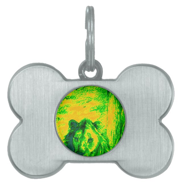 Lejon teckning av  nattvision ID-bricka husdjur (Framsidan)