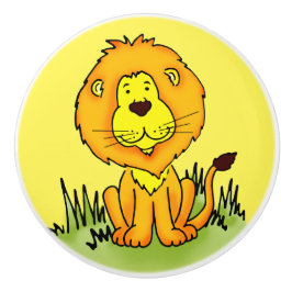Lejon teckning-doorknob för barn i gult knopp