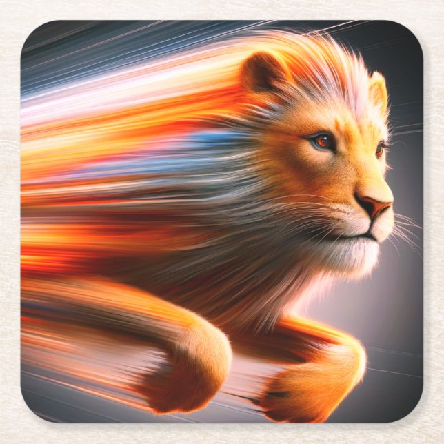 Lejon teckning underlägg papper kvadrat (Framsidan)