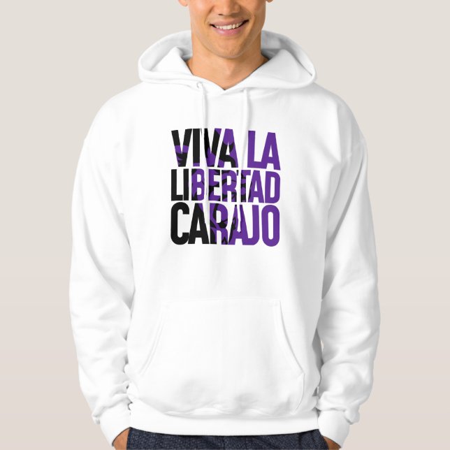 Lejon text för Javier Milei Viva La Libertad Caraj Hoodie (Framsida)