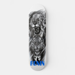Lejon Tiger Cat Kråka Girl Silhouette Skateboard