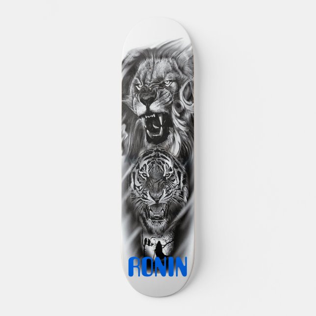 Lejon Tiger Cat Kråka Girl Silhouette Skateboard (Framsida)