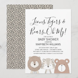 Lejon Tigers & Bears Animal Baby Shower Party Card Inbjudningar