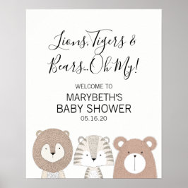 Lejon Tigers fötter Djurbabyskor Välkomstskylt Poster