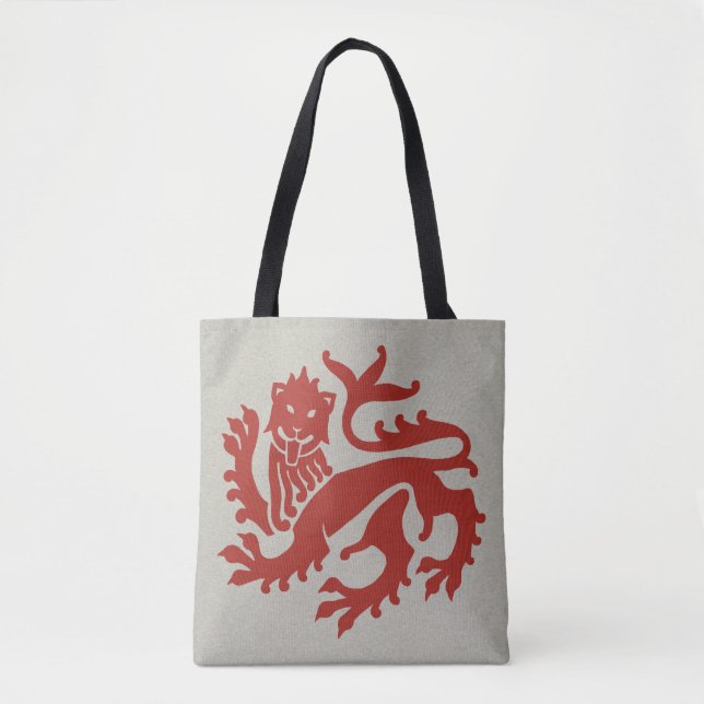 Lejon Tote Bag för Red Gothic Revival Tygkasse (Framsida)