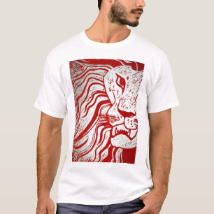 Lejon träsnittT-tröja Tee Shirt
