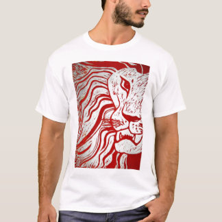 Lejon träsnittT-tröja Tee Shirt