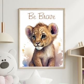 Lejon utskrift av Jungle Safari Baby Poster