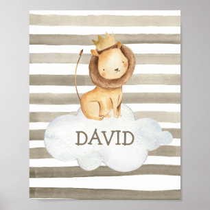 Lejon utskrift av Personligen Nursery Wall i Baby Poster
