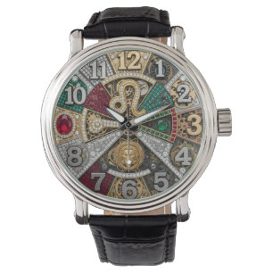 Lejon vaktmästare, zodiaktecken, Steampunk, gems Armbandsur