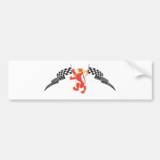 lejon våldsam och rutig flaggor bildekal