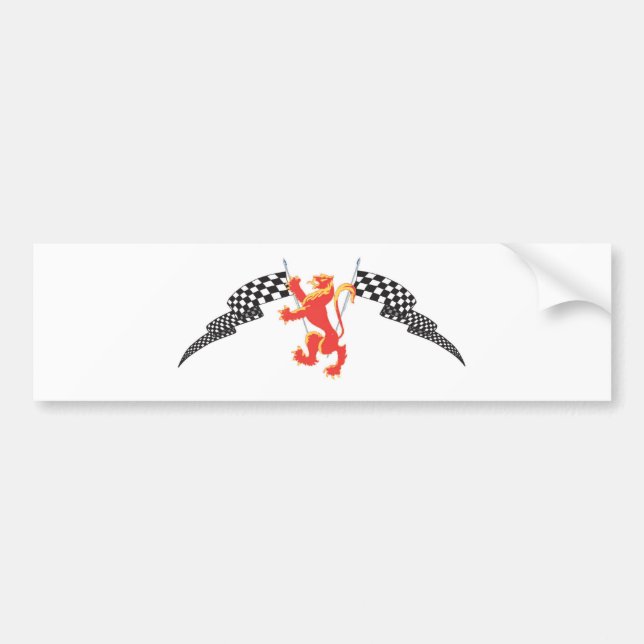 lejon våldsam och rutig flaggor bildekal (Framsidan)