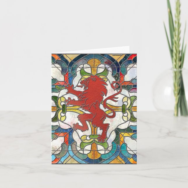 Lejon Vapensköld av glasskikt Kort (Framsida)