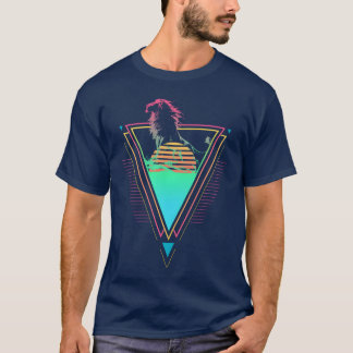 Lejon Vaporwave Synthwave 90-tal 80-tal Solnedgång T Shirt