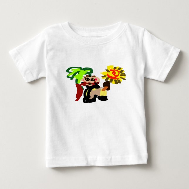 Lejon varmt blommar  t shirt (Framsida)