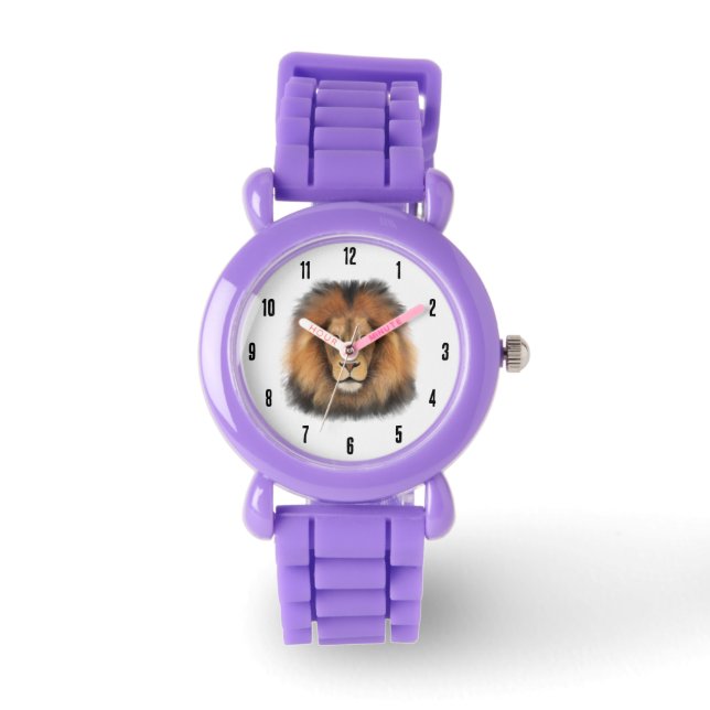 lejon vattenfärg Leo kung safari animal djungel ca Armbandsur (Framsida)