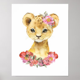 Lejon vattenfärg, Safari Nursery Decor, Kids Art Poster