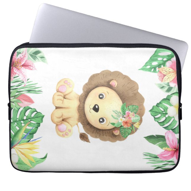 Lejon vattenfärgsfärg laptop fodral (Framsidan)
