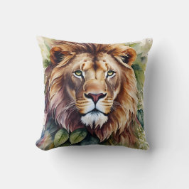 Lejon vattenfärgsgrafik i Botaniska havet Kudde