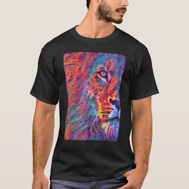 Lejon Vave Jungle Anim för det majestiska Kung Cut T Shirt (Framsida)