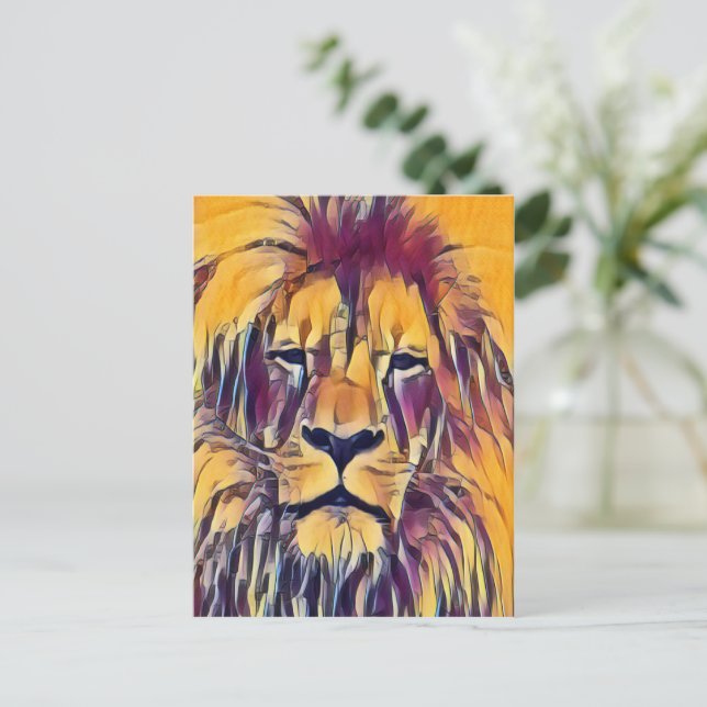 Lejon Vibrant Art Vykort (Stående Fram)