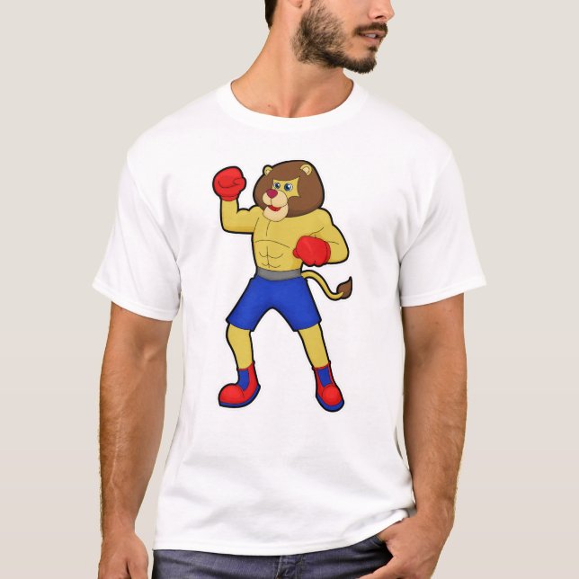 Lejon vid Boxing med Boxing-handskar T Shirt (Framsida)
