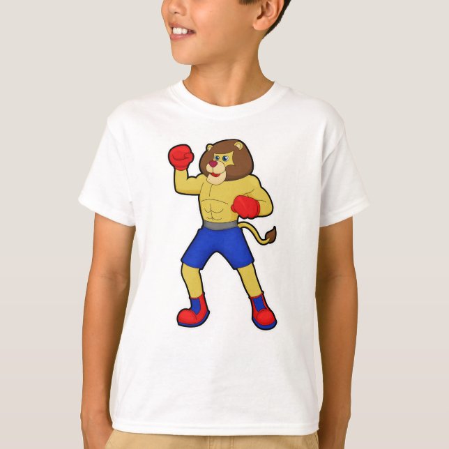 Lejon vid Boxing med Boxing-handskar T Shirt (Framsida)