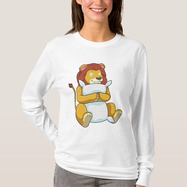 Lejon vid sömnad med fyllning t shirt (Framsida)