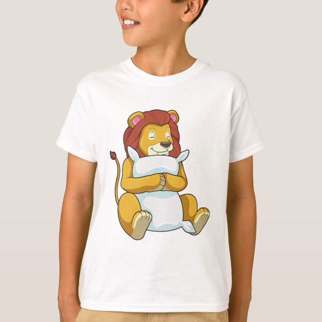 Lejon vid sömnad med fyllning t shirt (Framsida)