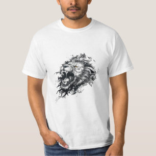 Lejon Vild Art Tato för illustration av djurart T Shirt