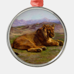 Lejon vild i African Savannah Julgransprydnad Metall