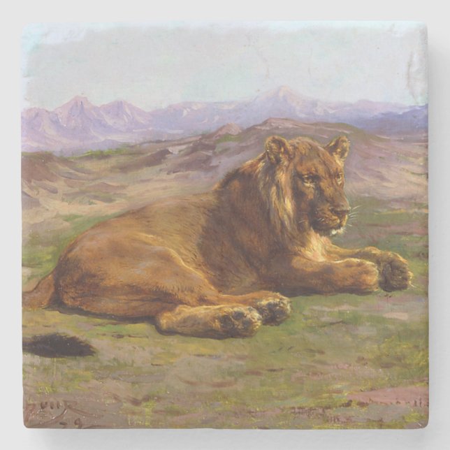 Lejon vild i Masai Mara Stenunderlägg (Framsidan)