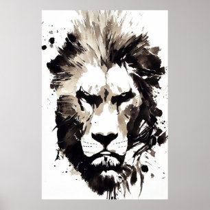 Lejon Vild: Nature Free Spirit Art Penselmålning Poster