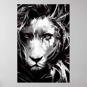 Lejon Vild: Nature Free Spirit Art Penselmålning Poster