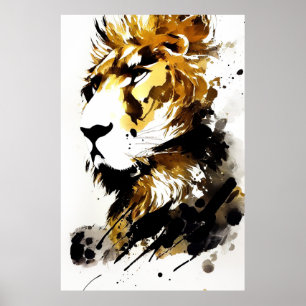 Lejon Vild: Nature Free Spirit Art Penselmålning Poster