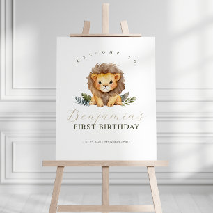 Lejon Vild Välkomstskylt en födelsedag Poster