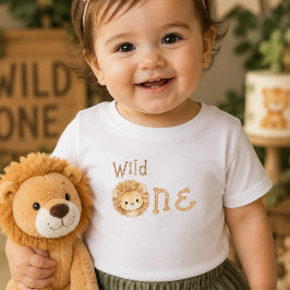 Lejon Vilda Ett Första Födelsedags Baby Flicka T-S T Shirt