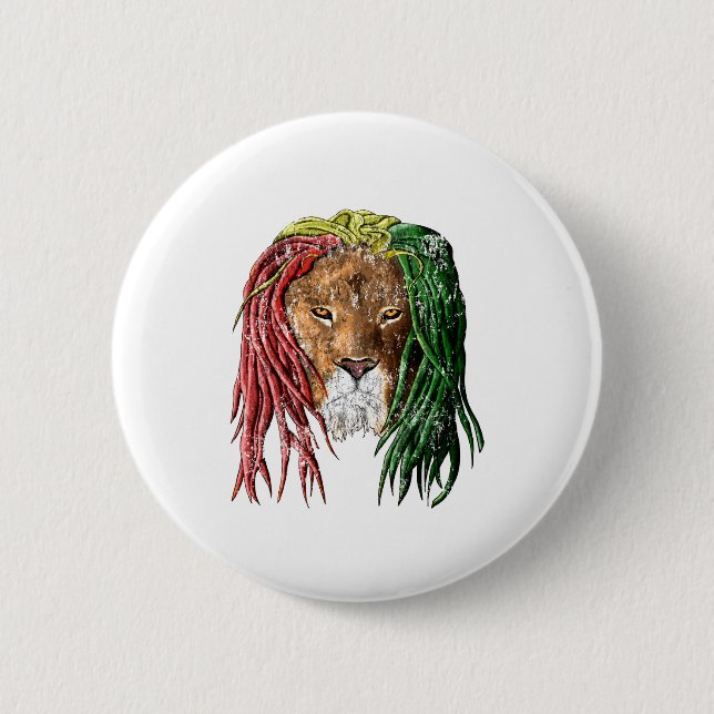 Lejon vintageRasta Reggae Knapp (Framsida)