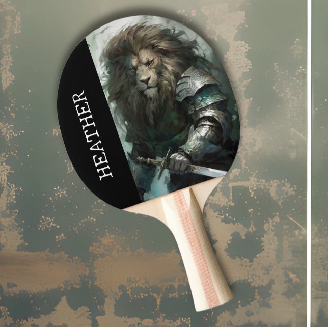 Lejon Warrior Monogram Namn Pingisracket (Skapare uppladdad)