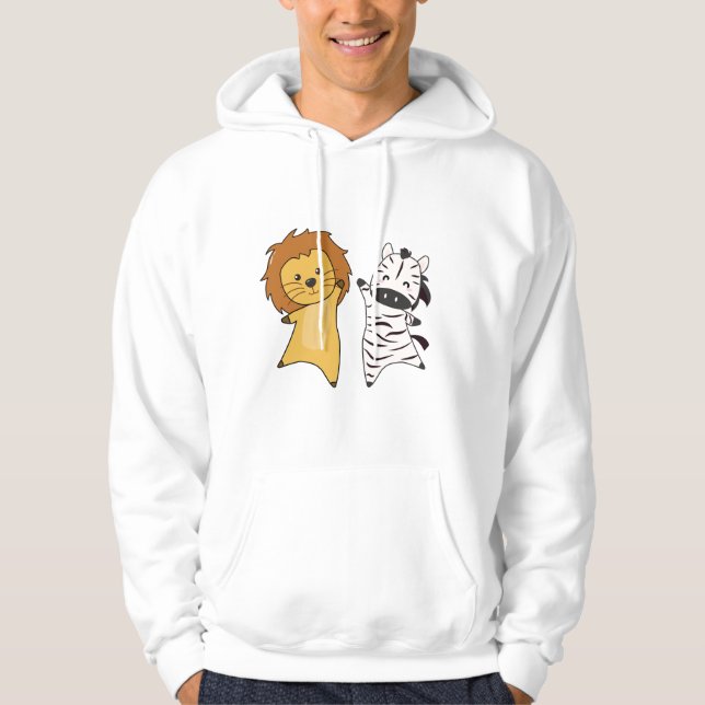 Lejon Zebra Zoo Cu Hoodie (Framsida)