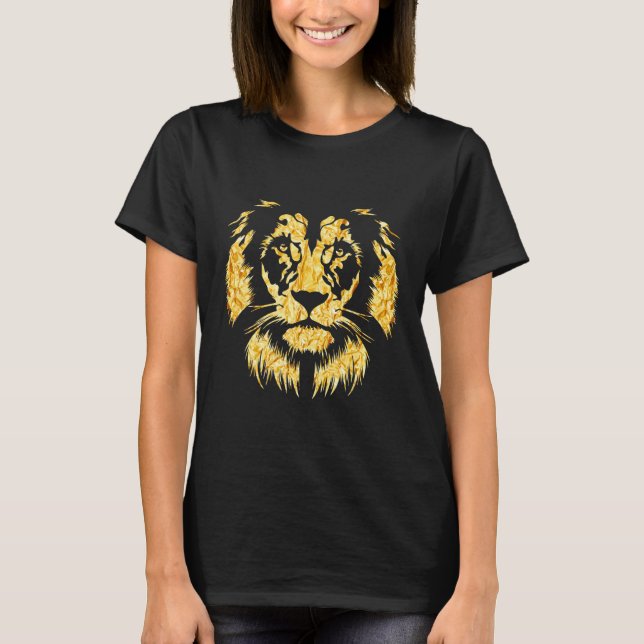 Lejon Zodiac Lejon Mane Safari Predatory Cat Li T Shirt (Framsida)