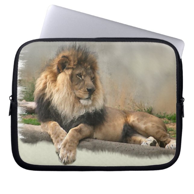 Lejona Älskare Kung i Jungle Laptop Sleeve (Framsidan)